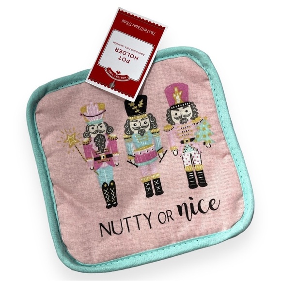 Christmas Nutcracker Kitchen Towels Pot Holder Bundle Lot of 3 Pink Turquoise - Picture 4 of 6